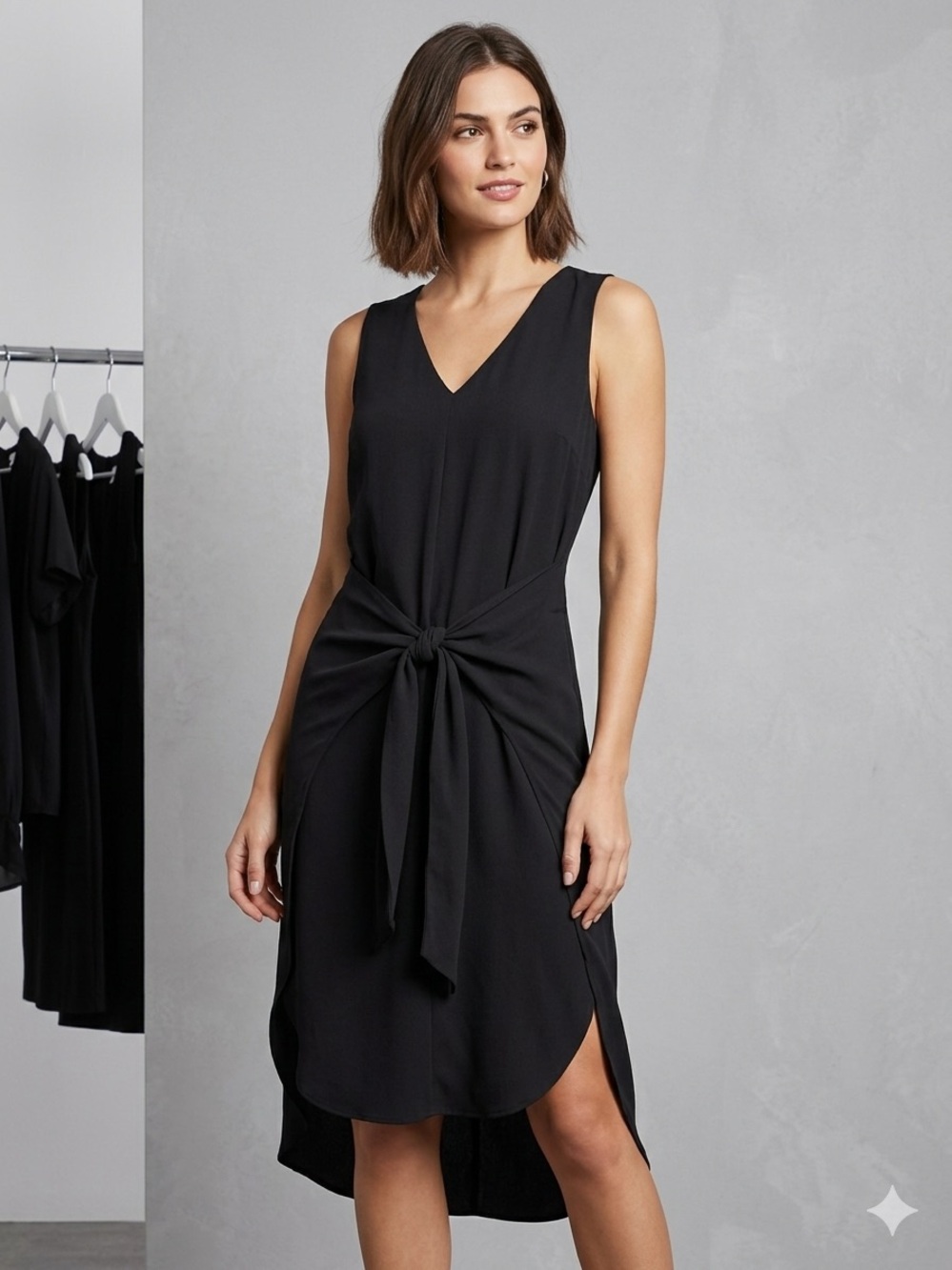 NWT Bar III Black Sleeveless Tie-Front Dress - Size Small